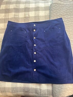 INC International Concepts Royal Blue Leather Button-Front Mini Skirt